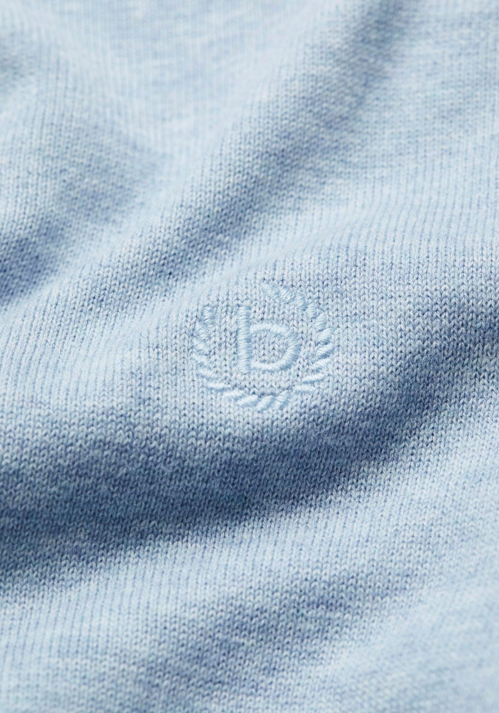 bugatti Strickpullover mit hellblau Logostickerei