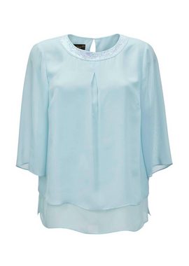 GOLDNER Kurzarmbluse Luftige Chiffonbluse mit Pailletten