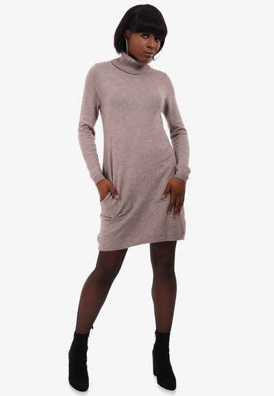 YC Fashion & Style Strickkleid Strickkleid Longpullover mit Rollkragen und Einschubtaschen (1-tlg) in Unifarben