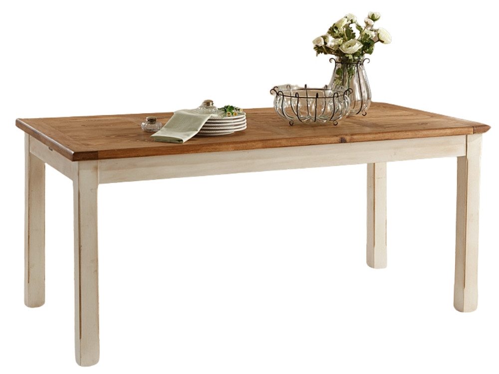 WOLF MÖBEL Esstisch MEXIKO Esstisch 170x85 weiß / Top honig (170x85x76), MEXIKO Esstisch 170x85 weiß / Top honig