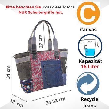 Sunsa Handtasche Recycelte Jeans Handtasche. Damen XXL Schultertasche. Tote Tasche, Aus recycelten Jeans