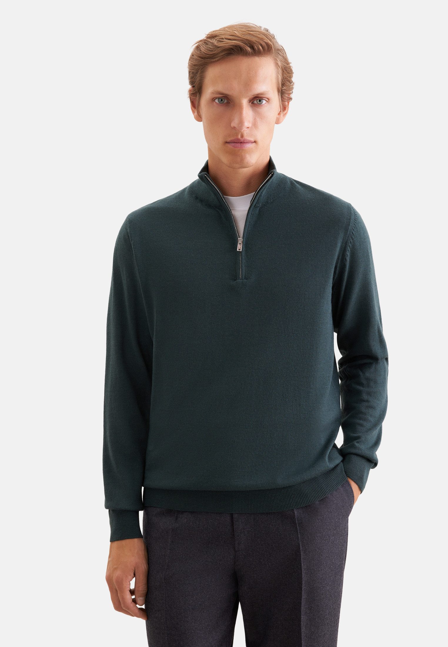 seidensticker Stehkragenpullover Schwarze Rose Quarter Zip Uni