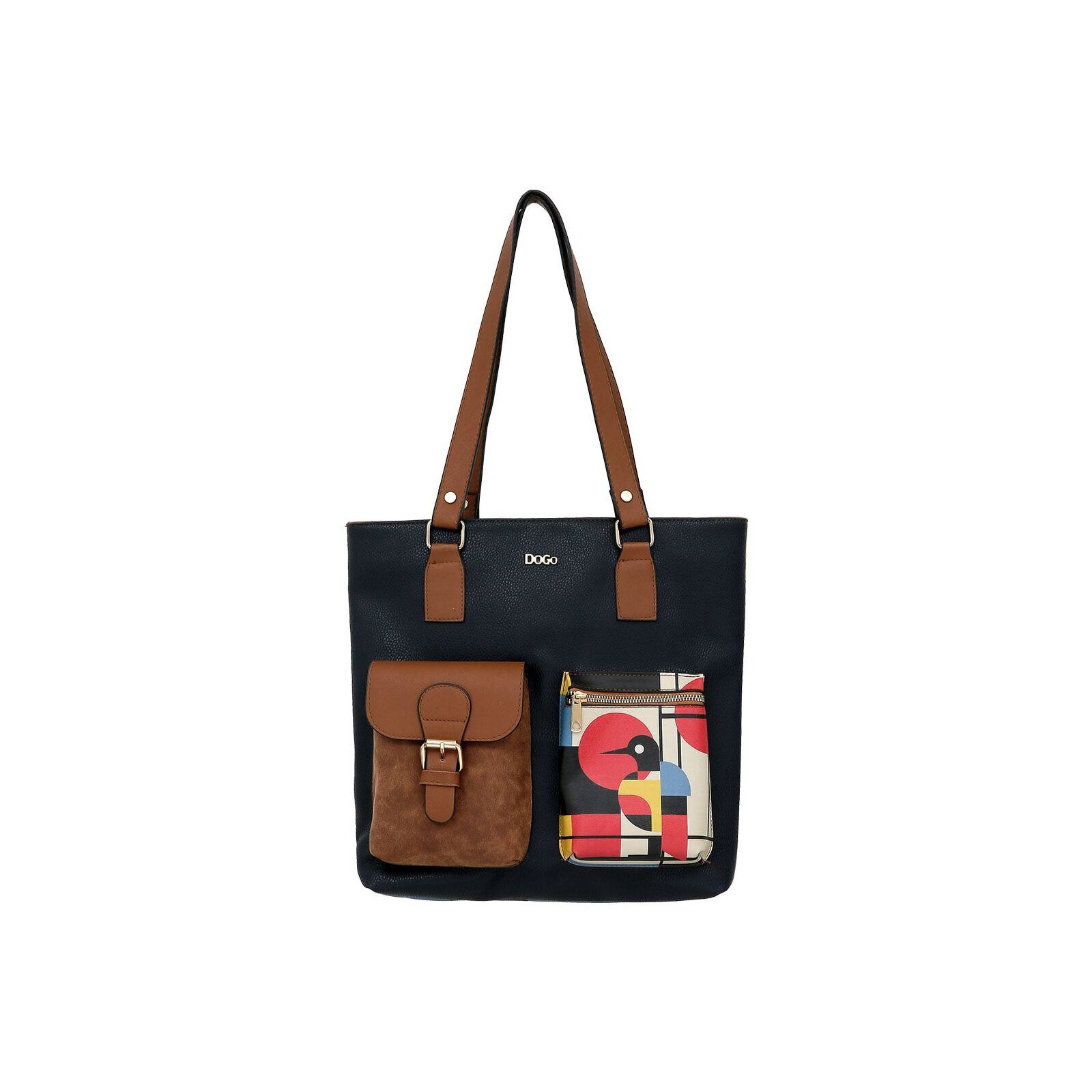 DOGO Umhängetasche Multi Pocket Bag Shopper-Tasche Bauhaus Birdie Damen, Handgefertigt