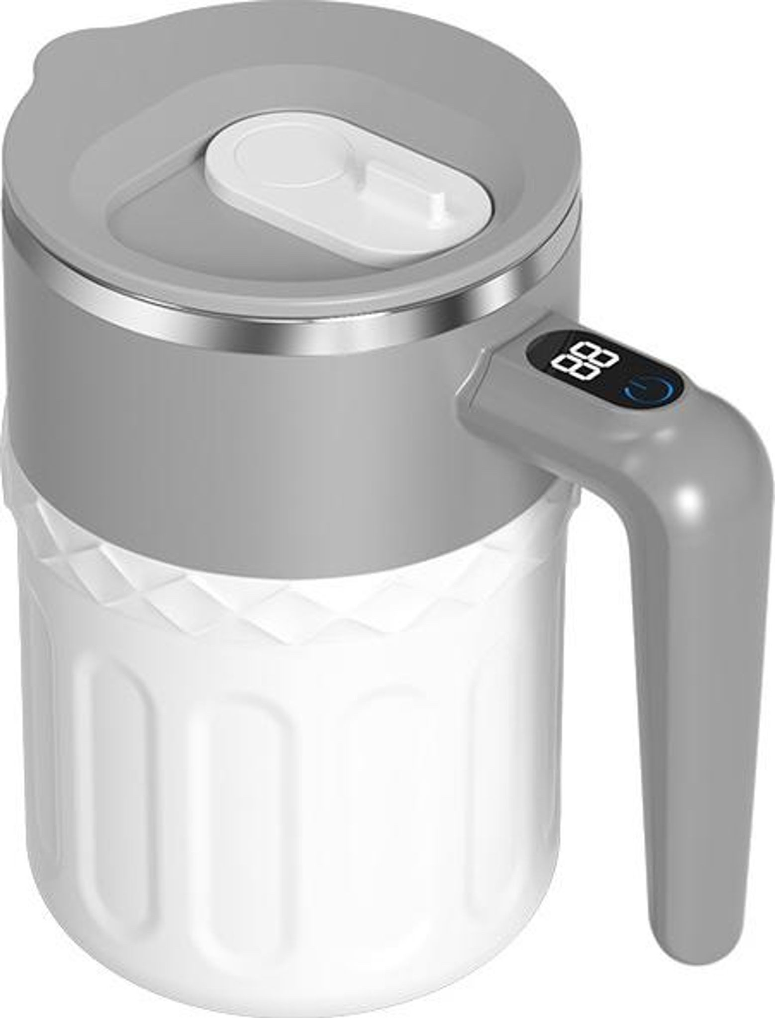 FELIXLEO Cappuccinotasse Elektrischer Selbstumrührender Kaffeebecher mit Temperaturanzeige grau, 1-tlg.