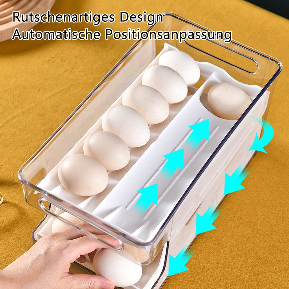 TUWENA Eierkorb Automatisch Rollender Eierspender,Doppelstöckig Eierhalter Stapelbarer
