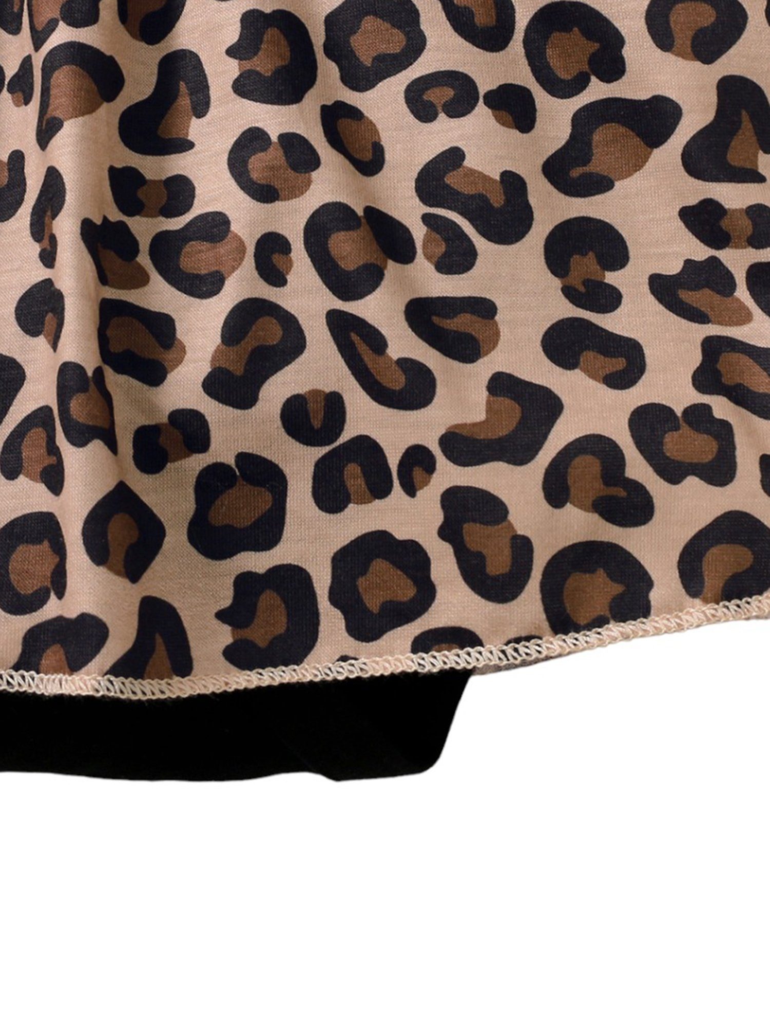 Overall elastischer Kontrastfarbener Bodysuit Leopardenmuster und mit Langarm Neugeborene Rundhals Rüschen mit Strampler Schleifenakzenten Taille LAPA