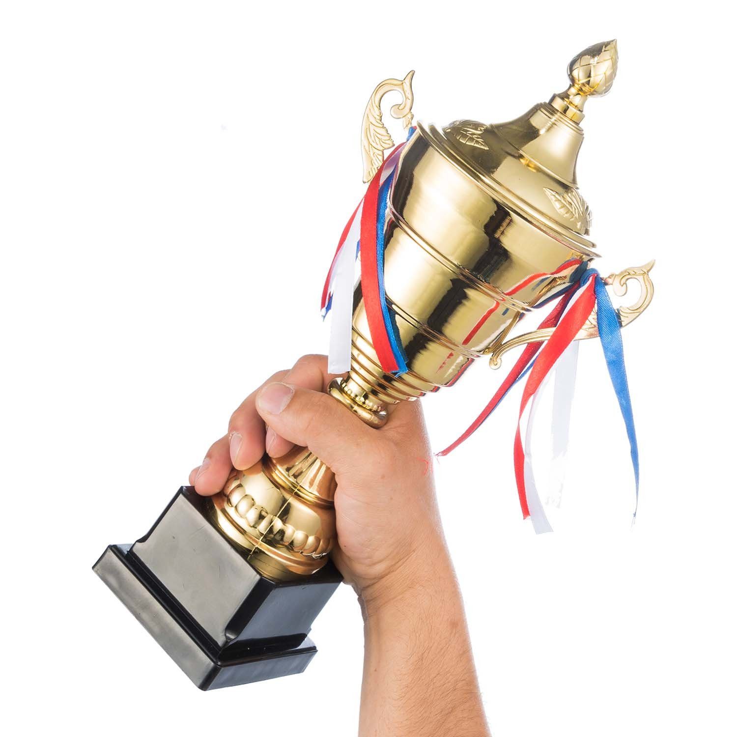 Goods+Gadgets Dekoobjekt Goldene XXL-Trophäe – Dekopokal, Auszeichnung & Preis für Gewinner, 36 cm - Sieger Trophäe – Bild 4 von 5