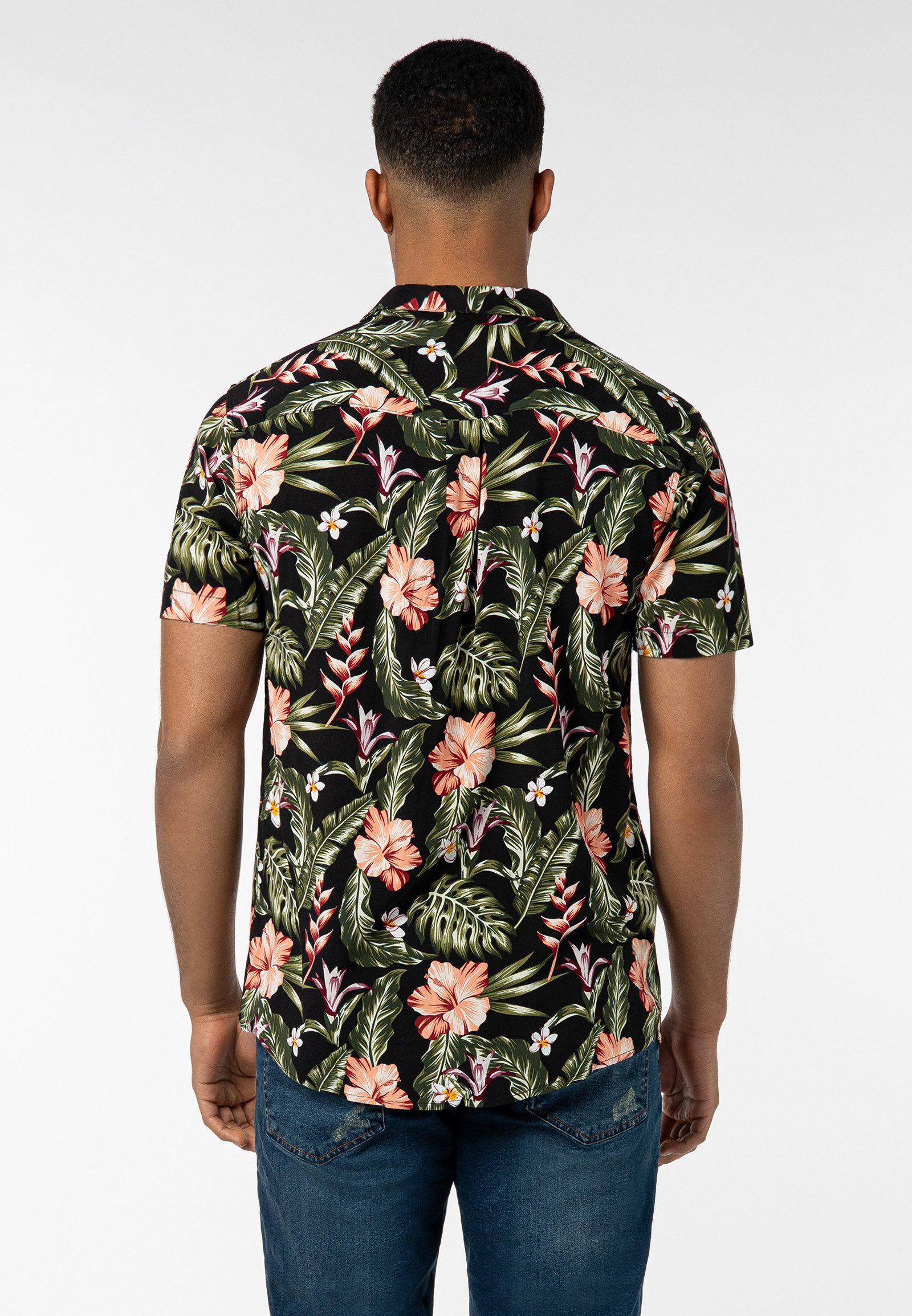 Urban Surface Kurzarmhemd Herren Freizeithemd Allover-Print günstig online kaufen