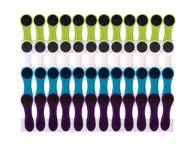 trendfinding Wäscheklammern „48 Wäscheklammern Soft Grip Weiß, Grün, Lila &“, Unverwechselbares Design, Langlebigkeit durch neueste Klammertechnik