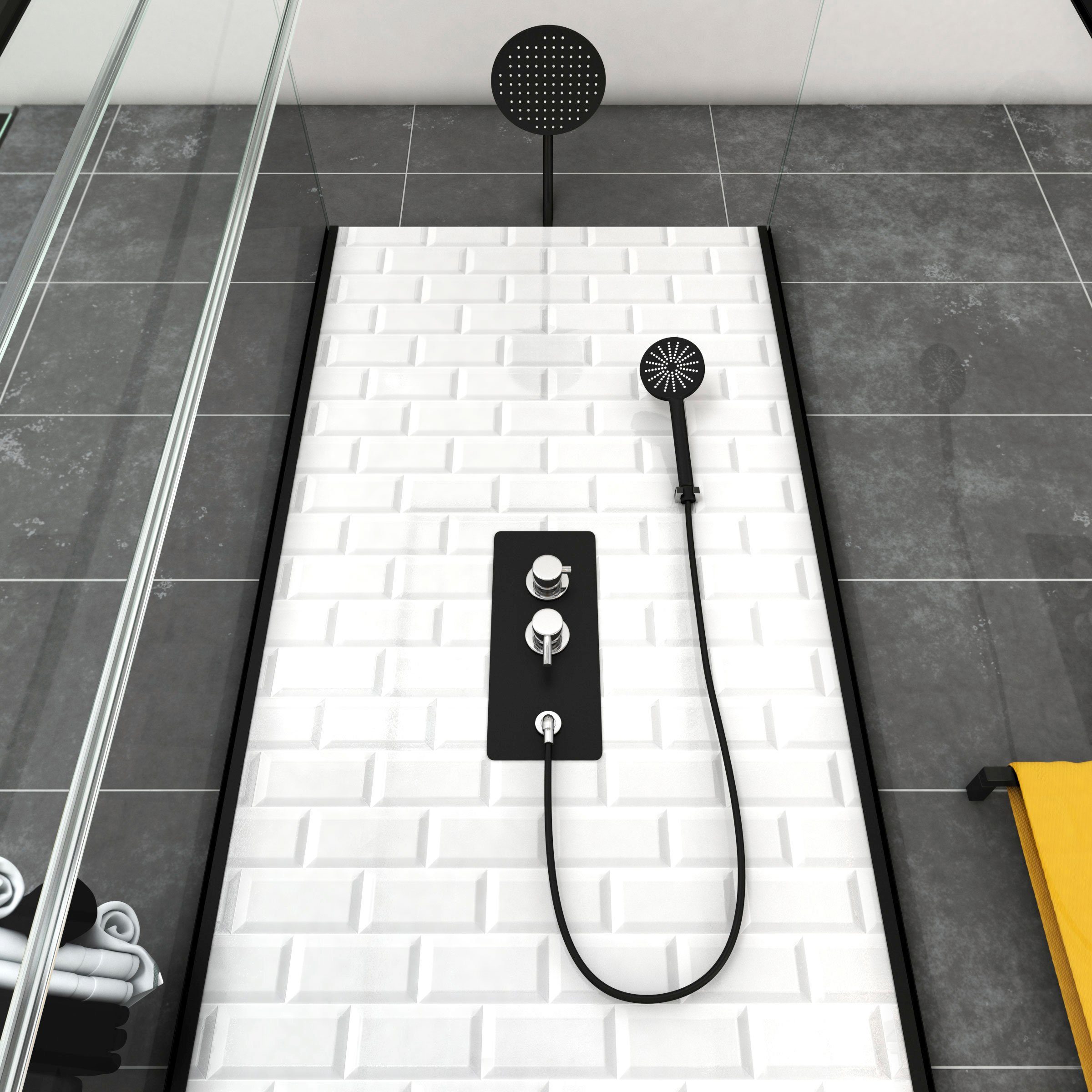Marwell Komplettdusche White Stone, BxT: 80x80 cm, Einscheibensicherheitsglas, inkl. Armaturen