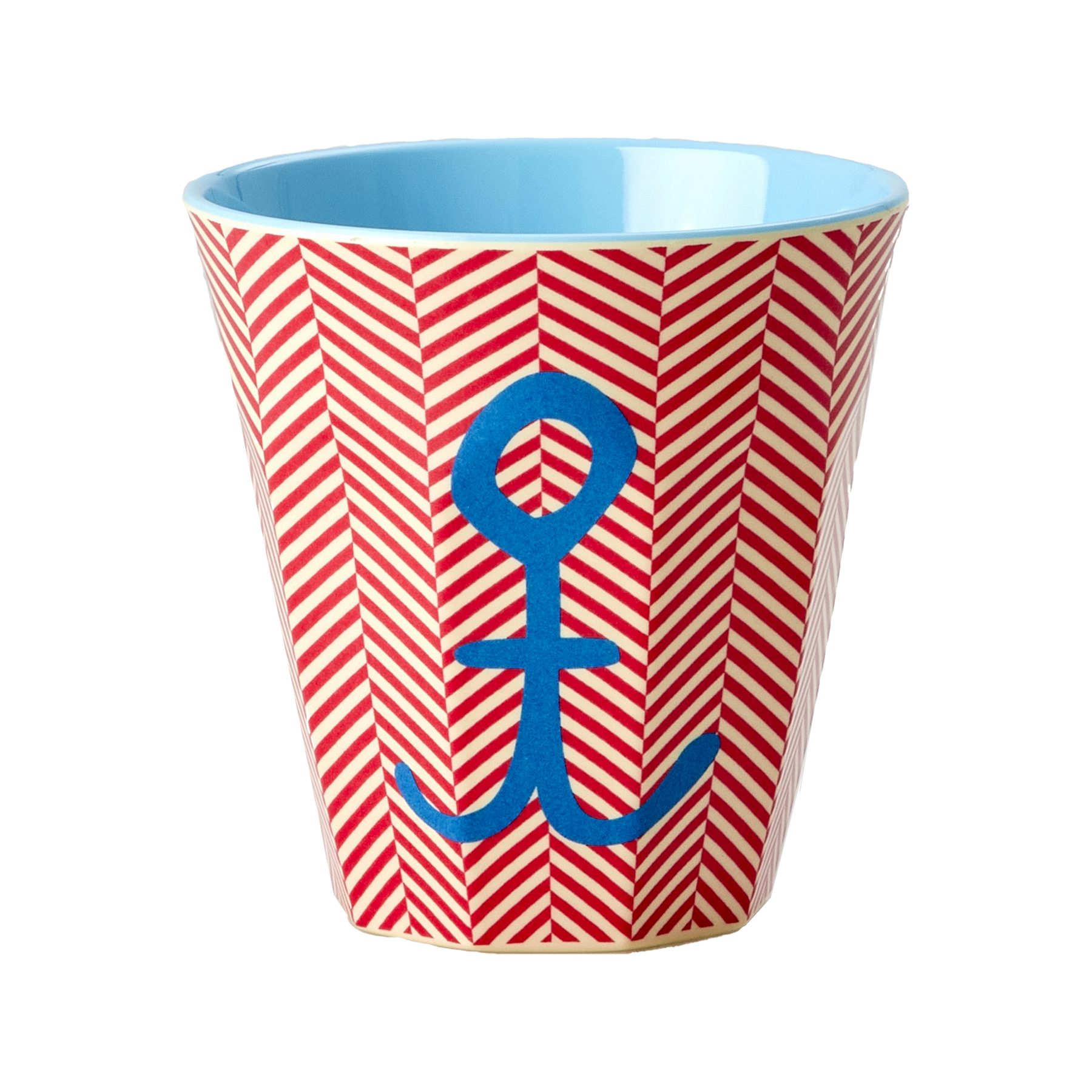rice Becher Rice Melamin Becher Medium Rot mit Anker Muster, 1-tlg., Melamin