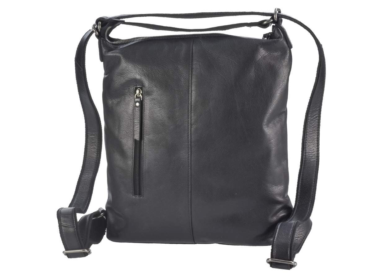 Greenburry Umhängetasche Soft zu mit 2in1 31x34cm als Funktion, tragen Rucksack oder Schultertasche Tasche Washed, black