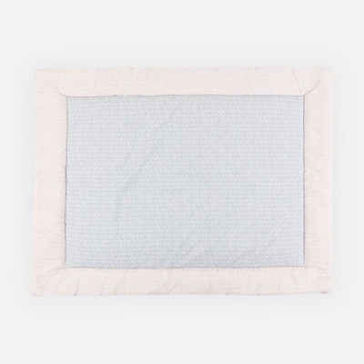 Krabbeldecke weiße Feder Muster auf Rosa, KraftKids, Außen 100% Baumwolle, Innen dicke kuschelige Füllung aus Vlies, 130 x 130 cm