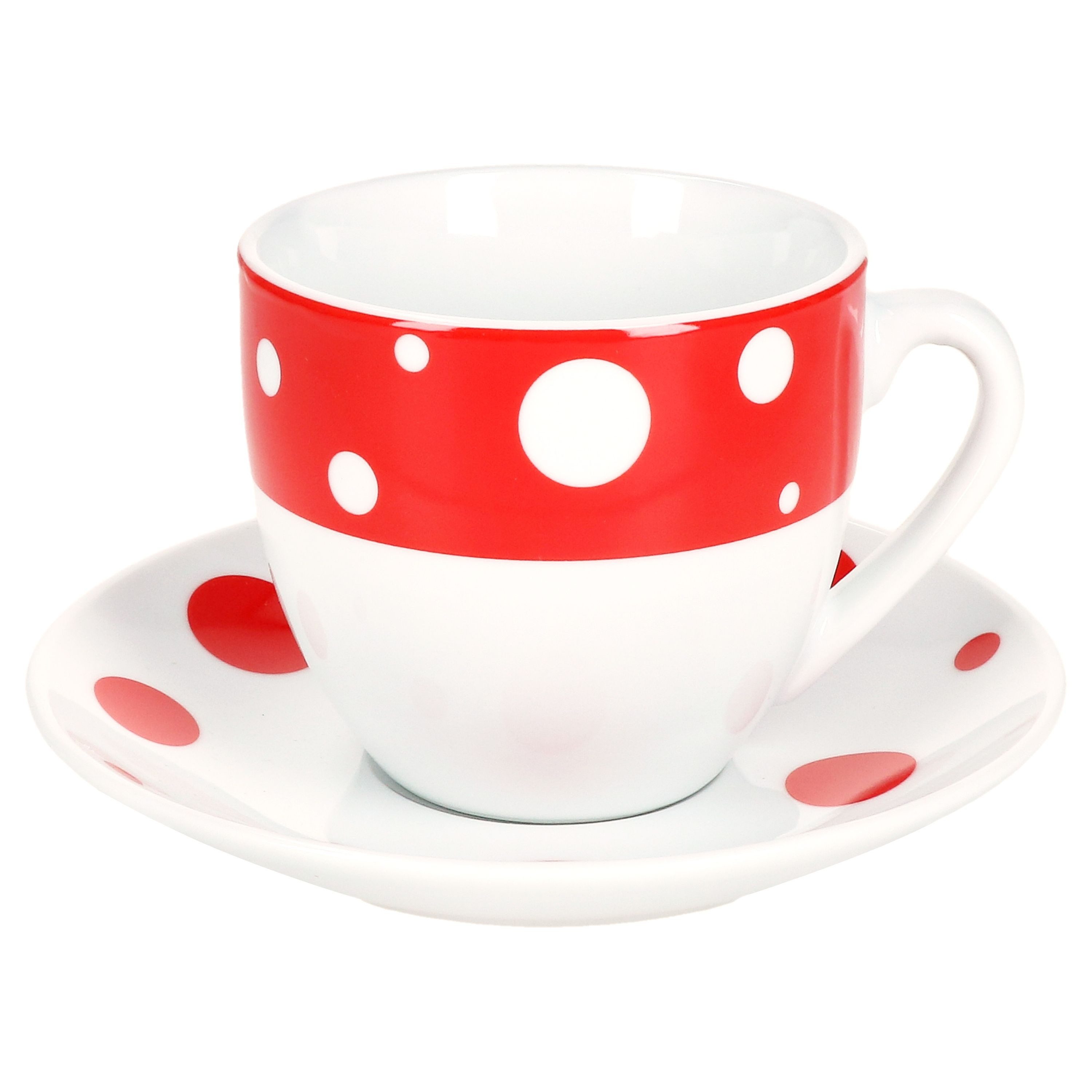 MamboCat Tasse Pula rot Kaffeetassen mit Untertassen für 6 Personen Porzellan Tee, Porzellan