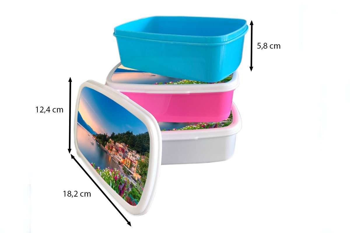 MuchoWow Lunchbox Italien rosa Mädchen, See, Erwachsene, (2-tlg), für - Kunststoff, Brotdose Sonnenuntergang Kinder, - Snackbox, Kunststoff Brotbox