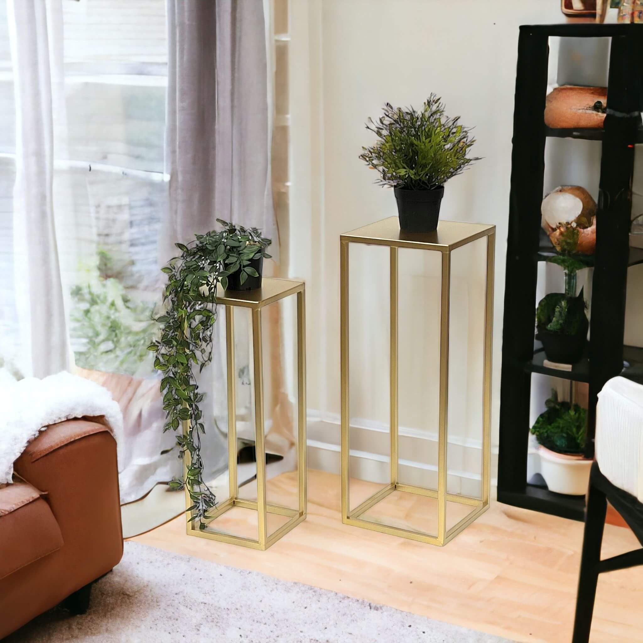 DanDiBo Blumenhocker Metall Gold Eckig Blumenständer 96506 2er Set (2er Set)