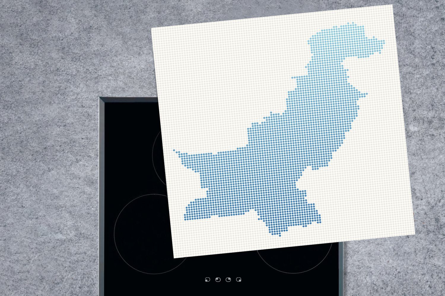 Herdblende-/Abdeckplatte Vinyl, tlg), Karte der Illustration Eine Punktmuster, küche (1 Ceranfeldabdeckung, cm, 78x78 Arbeitsplatte im Pakistans für MuchoWow