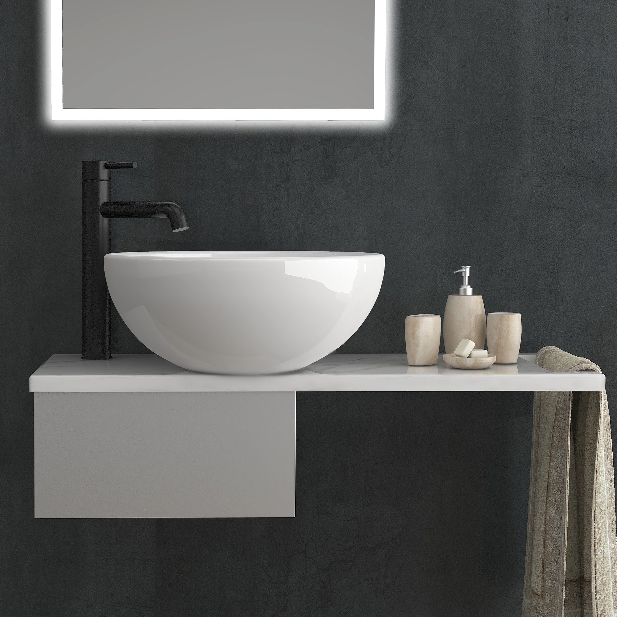 Alpenberger Aufsatzwaschbecken Rund - Waschschüssel Waschbecken Klein Gäste günstig online kaufen