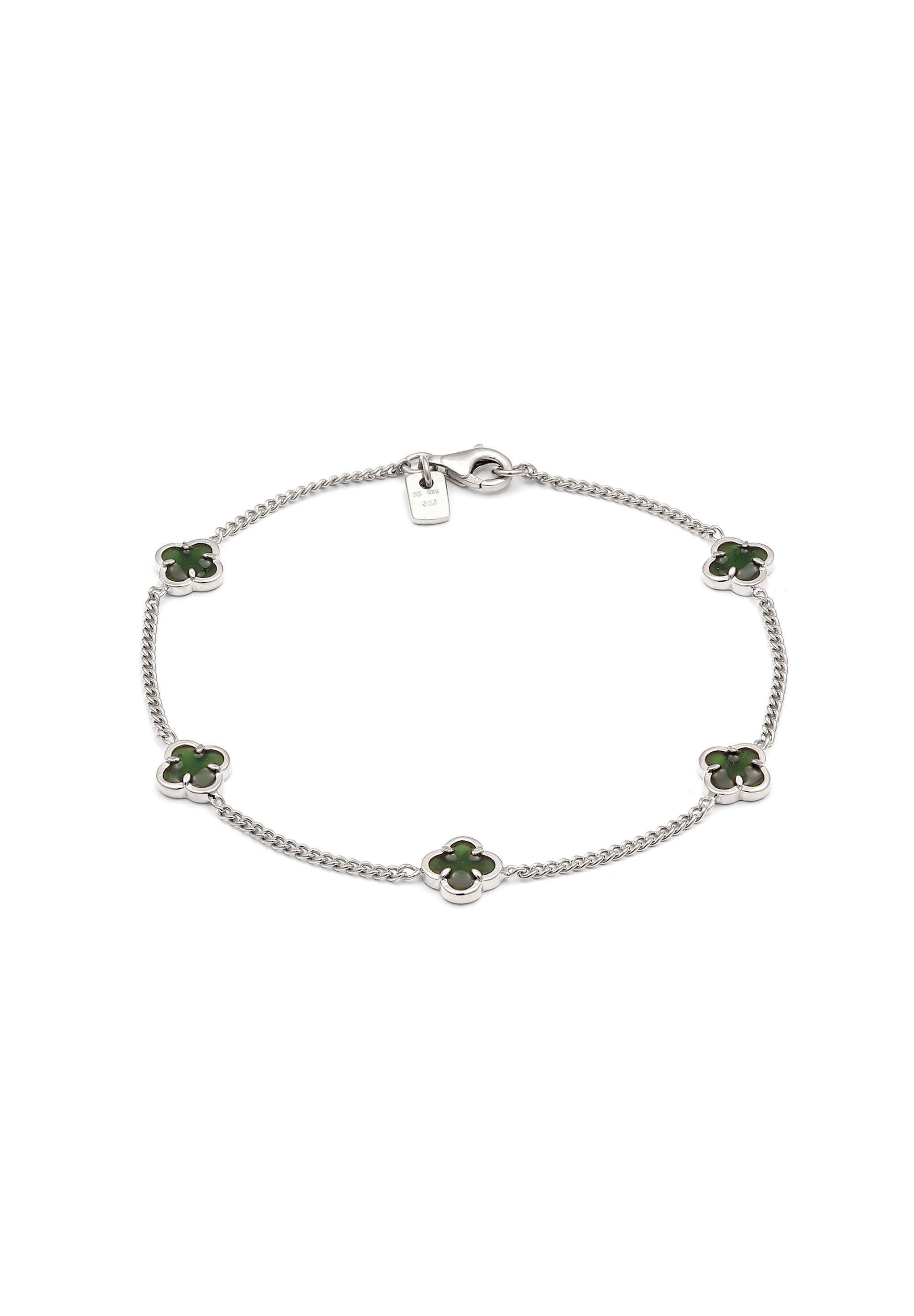 Kuzzoi Silberarmband Kleeblatt Emaille 925 Sterling Silber vergoldet