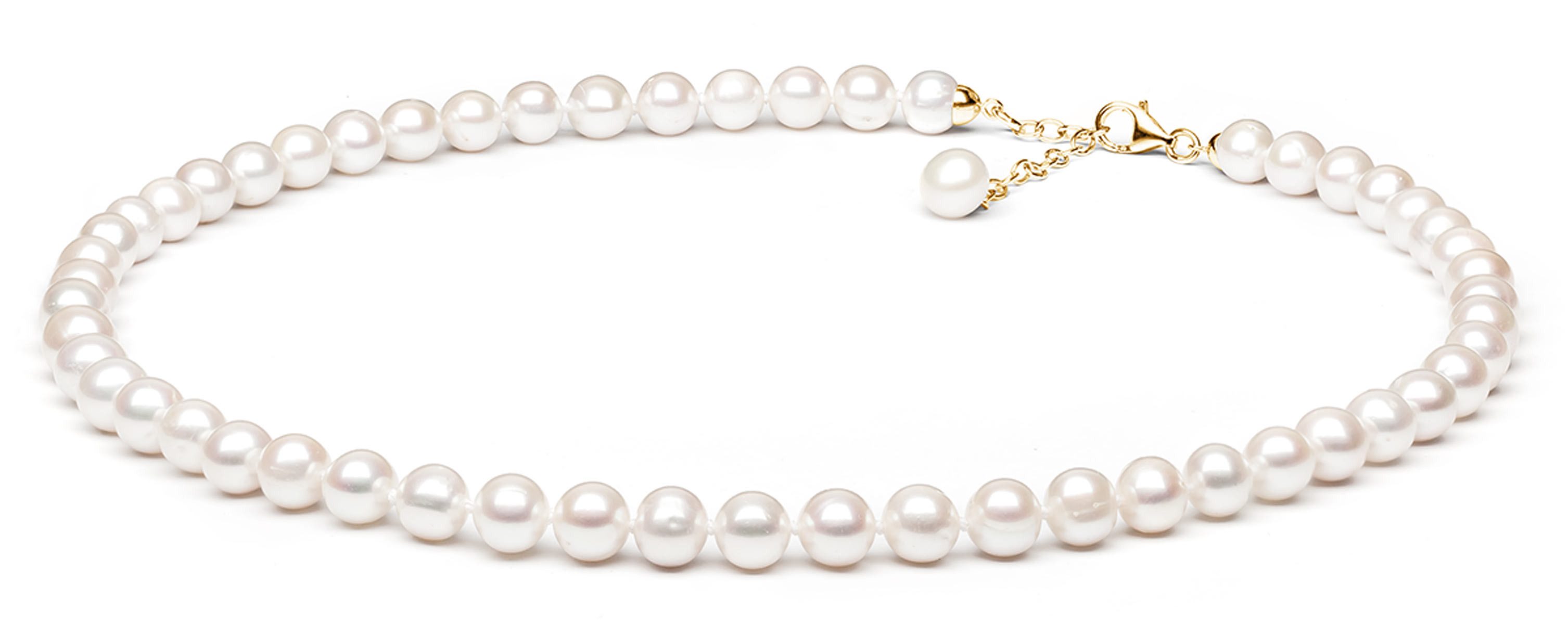 Gaura Pearls Perlenkette weiß, rund, 9 mm, 45-48 cm, 585 Gelbgold plat. günstig online kaufen
