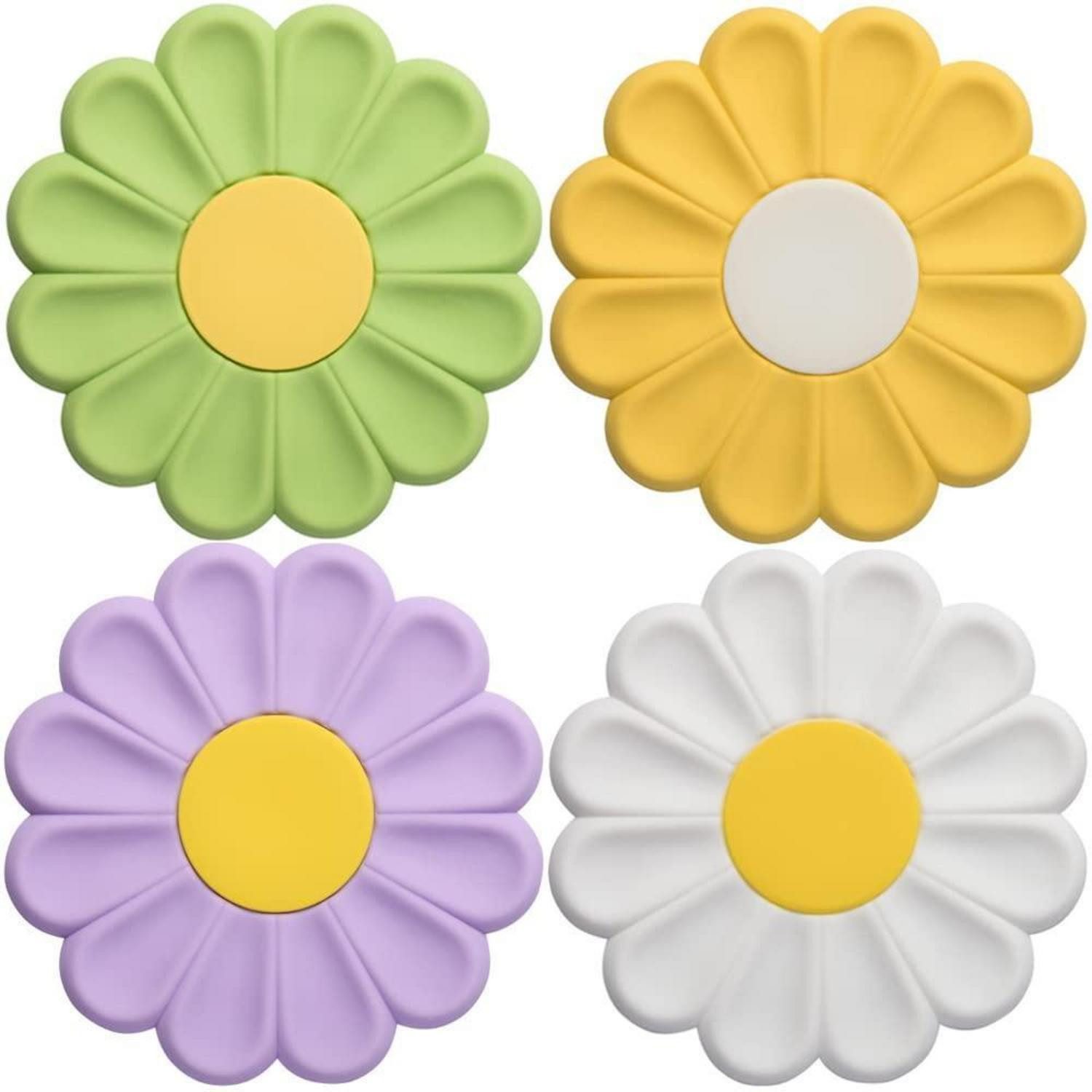 LuxusKollektion Topfuntersetzer Topfuntersetzer Silikon 4er Set Gänseblümchen 17cm
