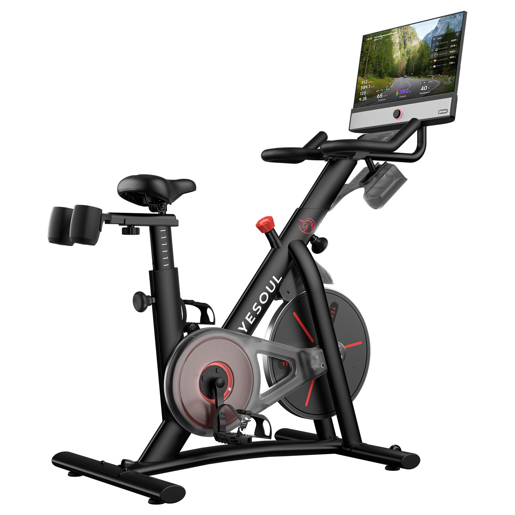 yesoul Speedbike G1M Plus & Max Heimtrainer Fahrrad, 21,5-Zoll-FHD, 100 Stufen, 120 kg (App mit VoD Trainingskursen, Magnetbremssystem, Riemenantrieb, kompatibel mit Zwift & Kinomap), 360° drehbares Display, 4 x 30 W Surround-Sound, Screen Mirroring