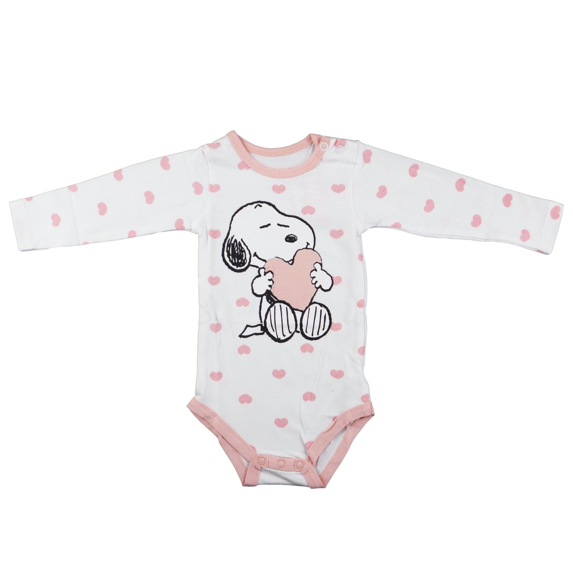 Snoopy Langarmwickelbody Snoopy Love Baby langarm Strampler Body Gr. 68 bis 92