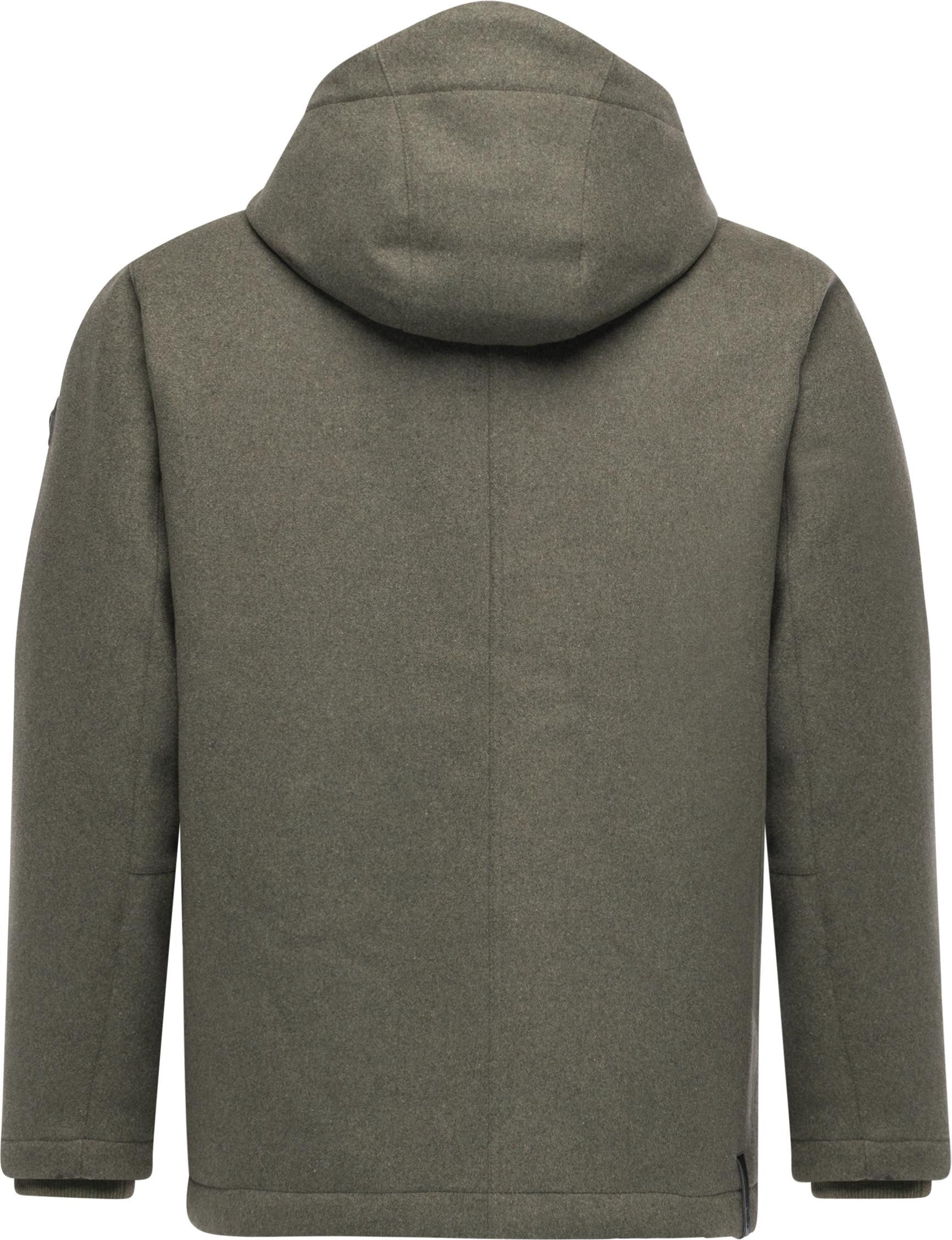Ragwear Outdoorjacke Mr Them Felt YOUMODO Warmer Herren Wollmantel mit großen Pattentaschen