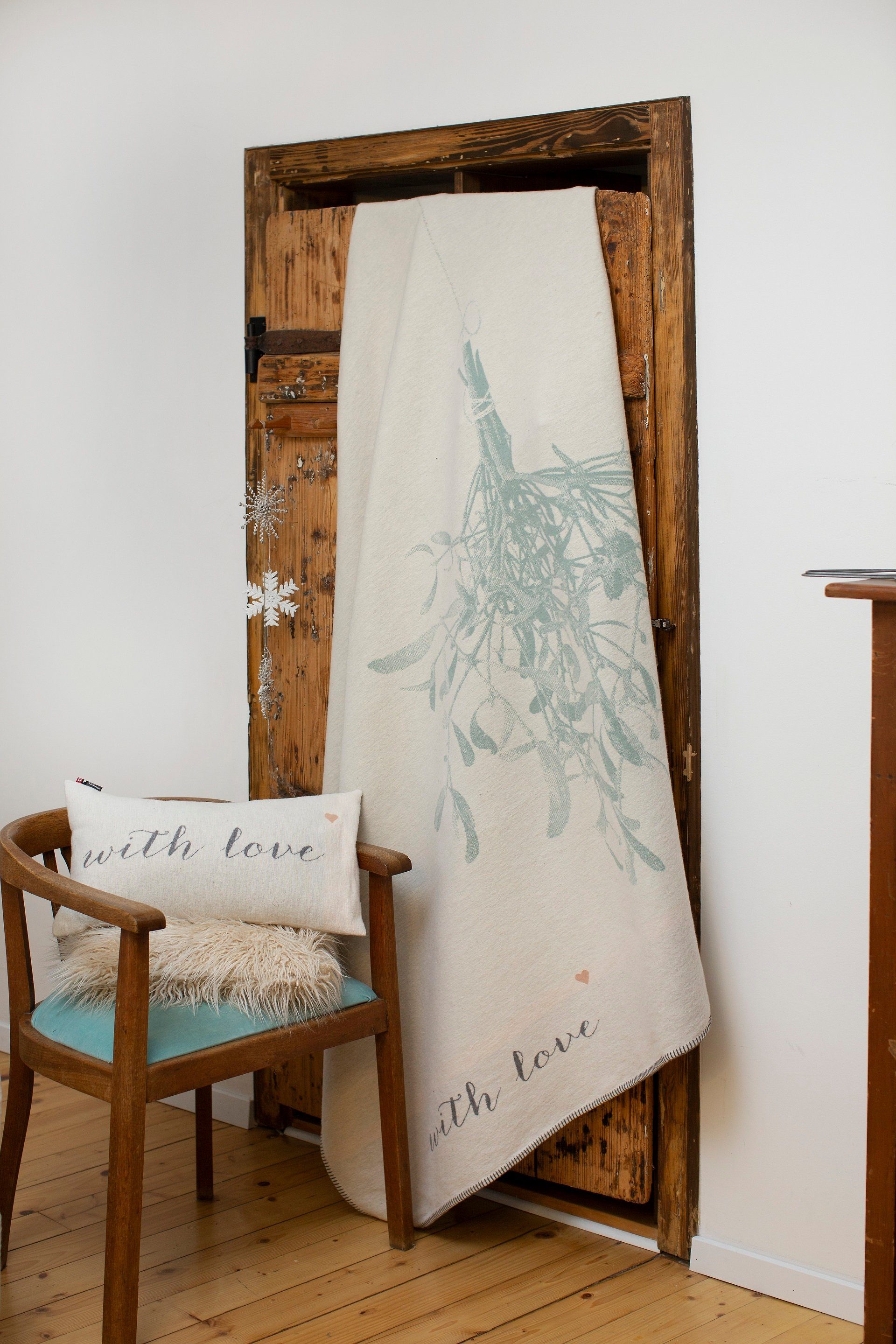 DAVID FUSSENEGGER Kissenbezug Silvretta 'with love' 30 x 50 cm Rohweiß günstig online kaufen