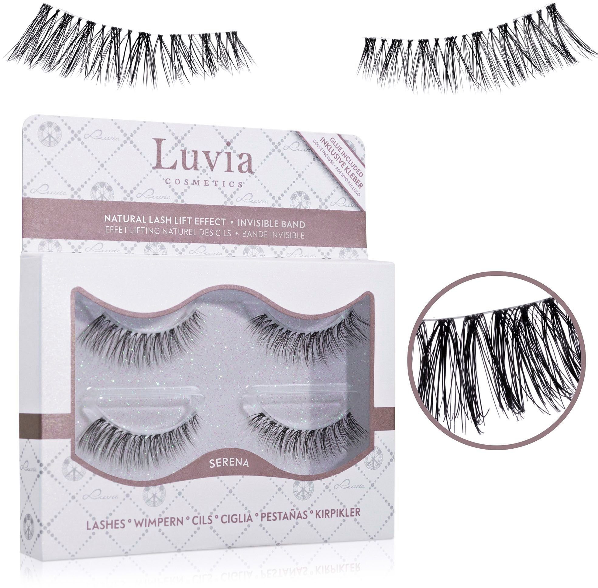 Luvia Cosmetics Bandwimpern, Natürliche Spitzen, flexibles Band, auch für Anfänger, mit Kleber.