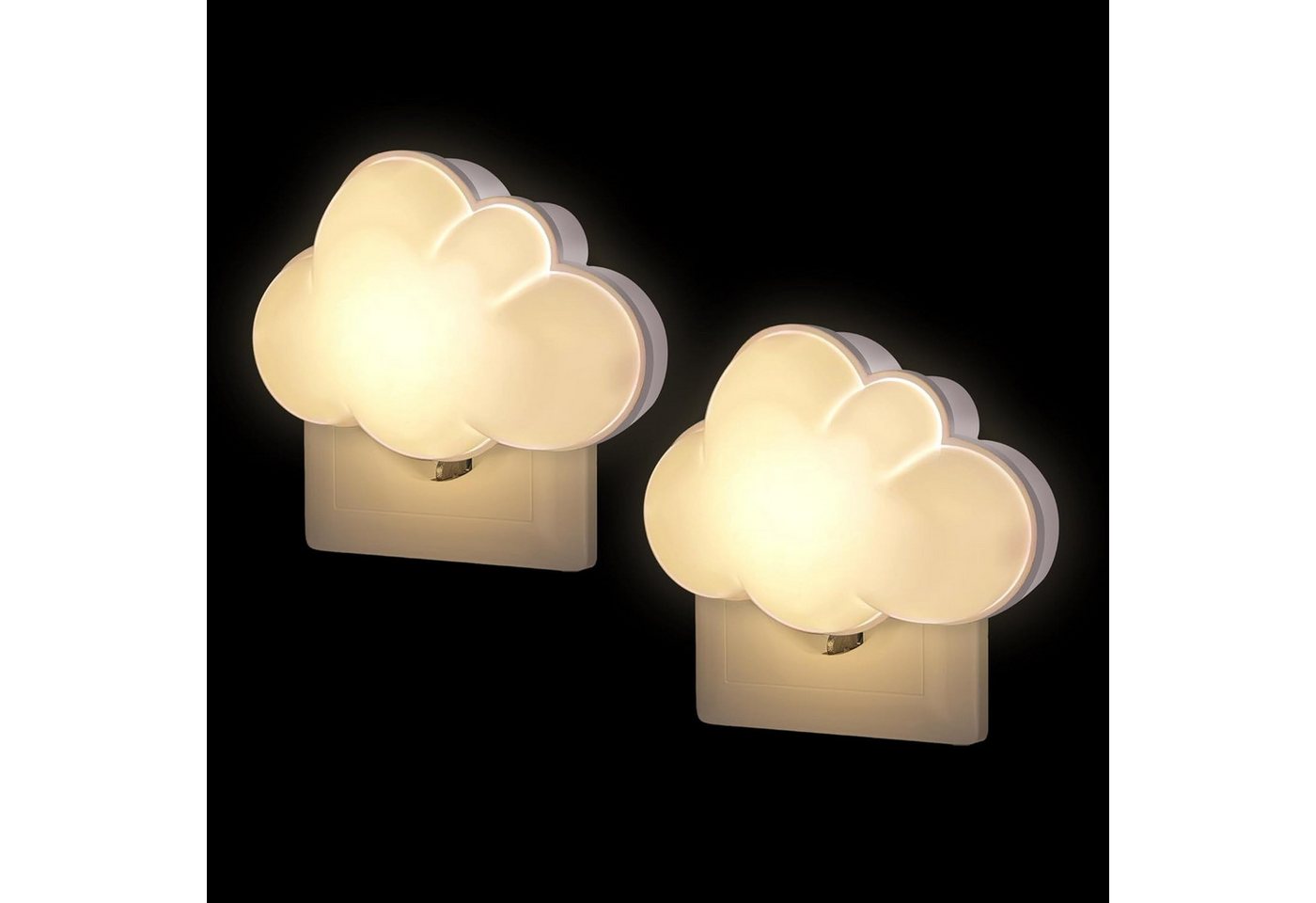 FELIXLEO LED Nachtlicht Nachtlicht Steckdose Kinder 2 Stueck LED Wandlicht Wolke Baby