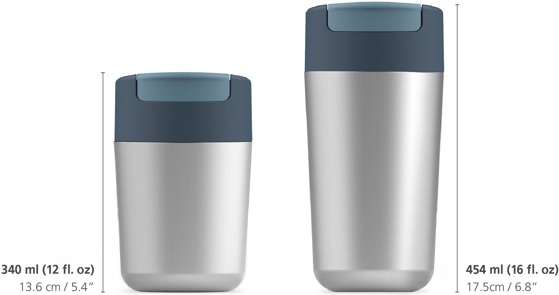 Joseph Joseph Coffee-to-go-Becher Sipp™ Steel, 1-tlg., Edelstahl, (Reisebecher) mit Klappdeckel, auslaufsicher, vakuumisoliert, 454 ml
