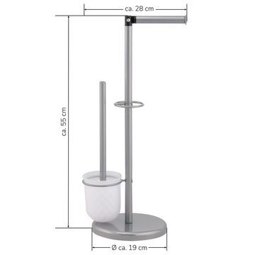 bremermann WC-Garnitur Stand-WC-Garnitur 3in1, WC-Bürste, (Ersatz)Rollenhalter, grau