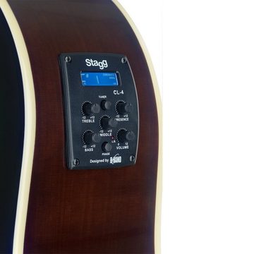 Stagg Konzertgitarre SA35 DSCE-VS LH Cutaway, akustisch-elektrische Slope Shoulder Dread...
