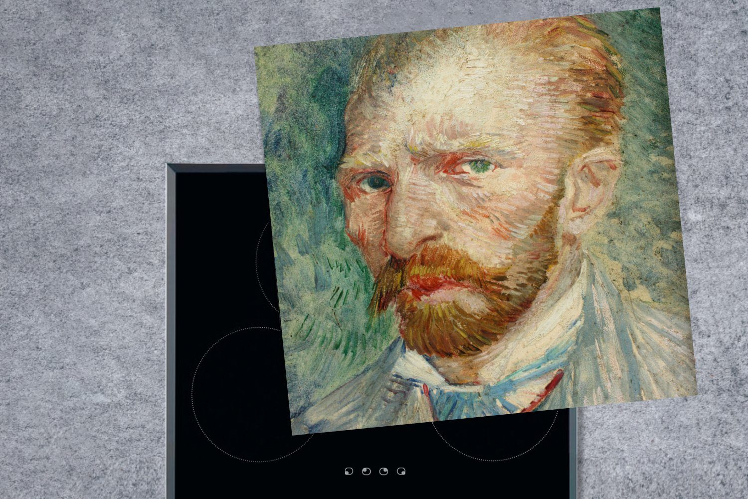 tlg), für van - cm, Gogh, (1 Selbstporträt Herdblende-/Abdeckplatte Vinyl, Ceranfeldabdeckung, 78x78 küche MuchoWow Vincent Arbeitsplatte