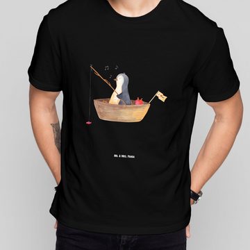 Mr. & Mrs. Panda T-Shirt Pinguin Angelboot - Schwarz - Geschenk, T-Shirt mit Spruch, Nachthemd (1-tlg)