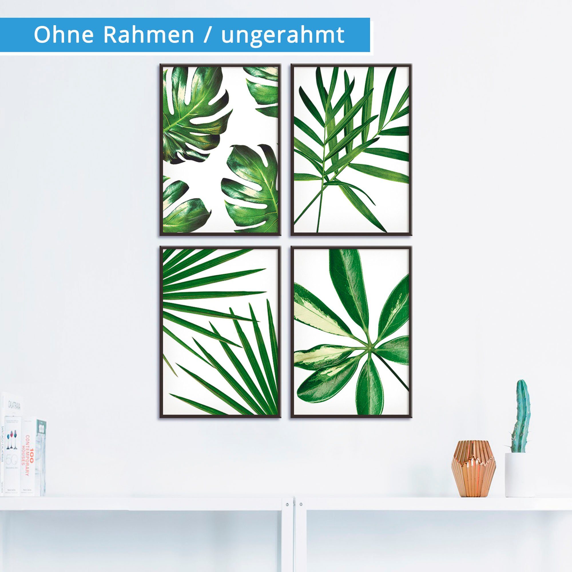 Artland Poster Blätter, Blätter (4 St), Bilder Set, 4tlg., ohne Rahmen