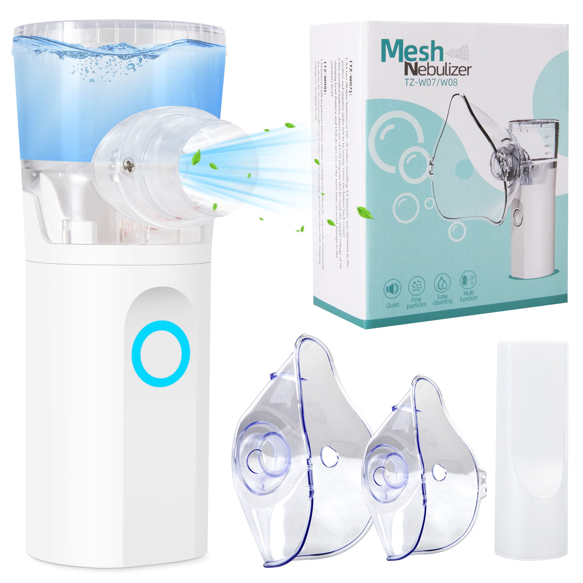 Forrlite Inhalator Inhalationsgerät für Erwachsene und Kinder, USB-C Inhaliergeräte, Wiederaufladbarer Inhalator mit Tragbarem Design, Einfach zu, Bedienen und zu Reinigen, Effiziente Zerstäubung für Heim, Reisegebrauch