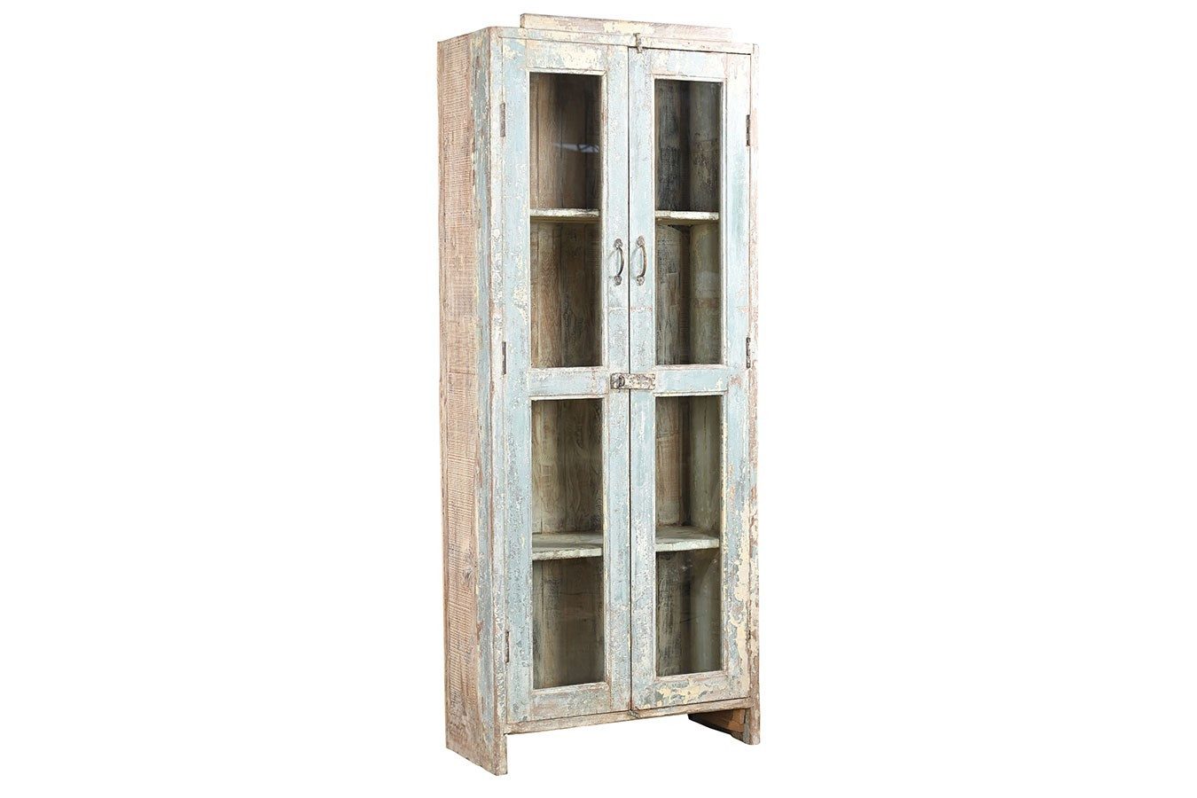 daslagerhaus Bauernschrank Vitrine Vintage hellblau