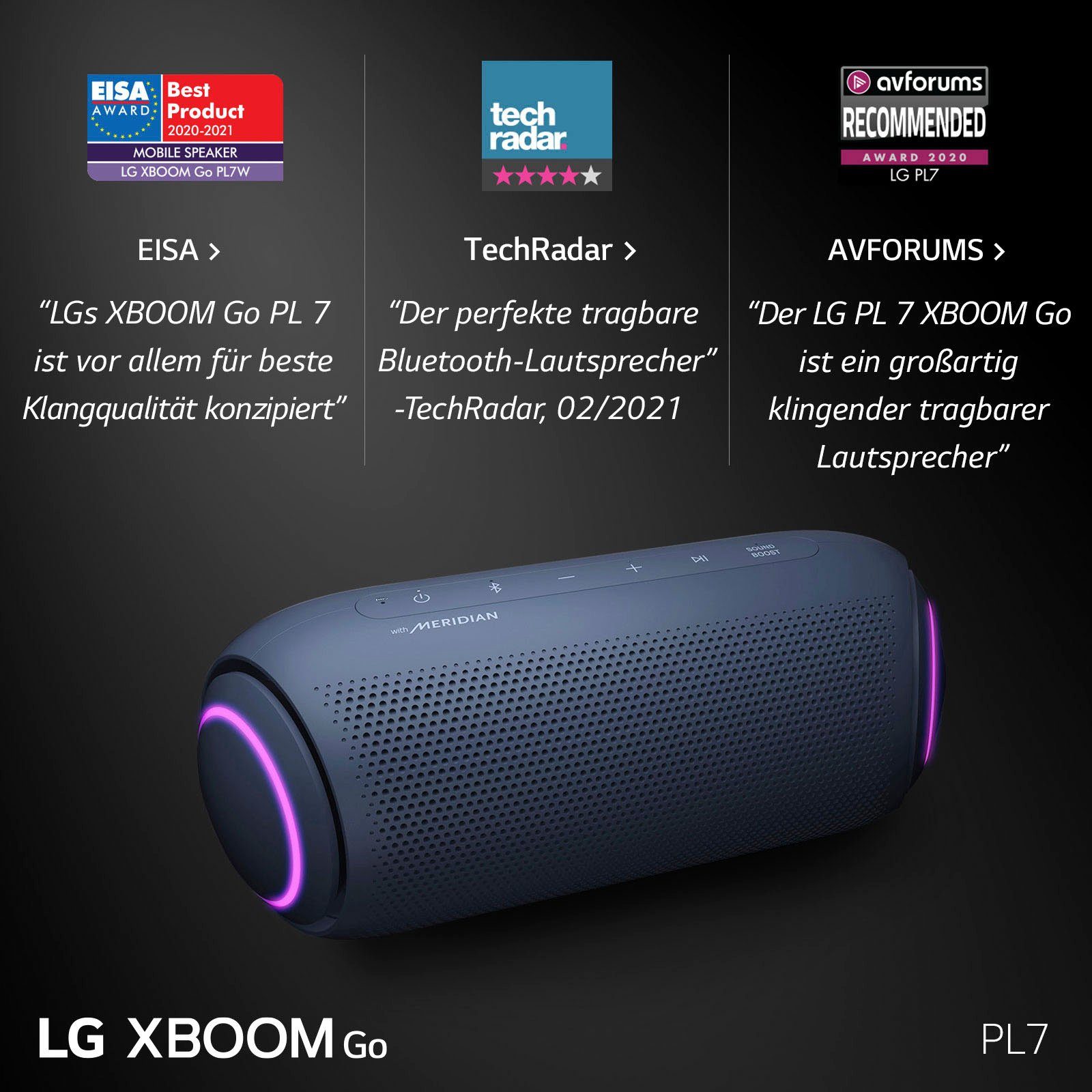 (Bluetooth, Multipoint-Anbindung) Stereo XBOOM LG Bluetooth-Lautsprecher Go PL7