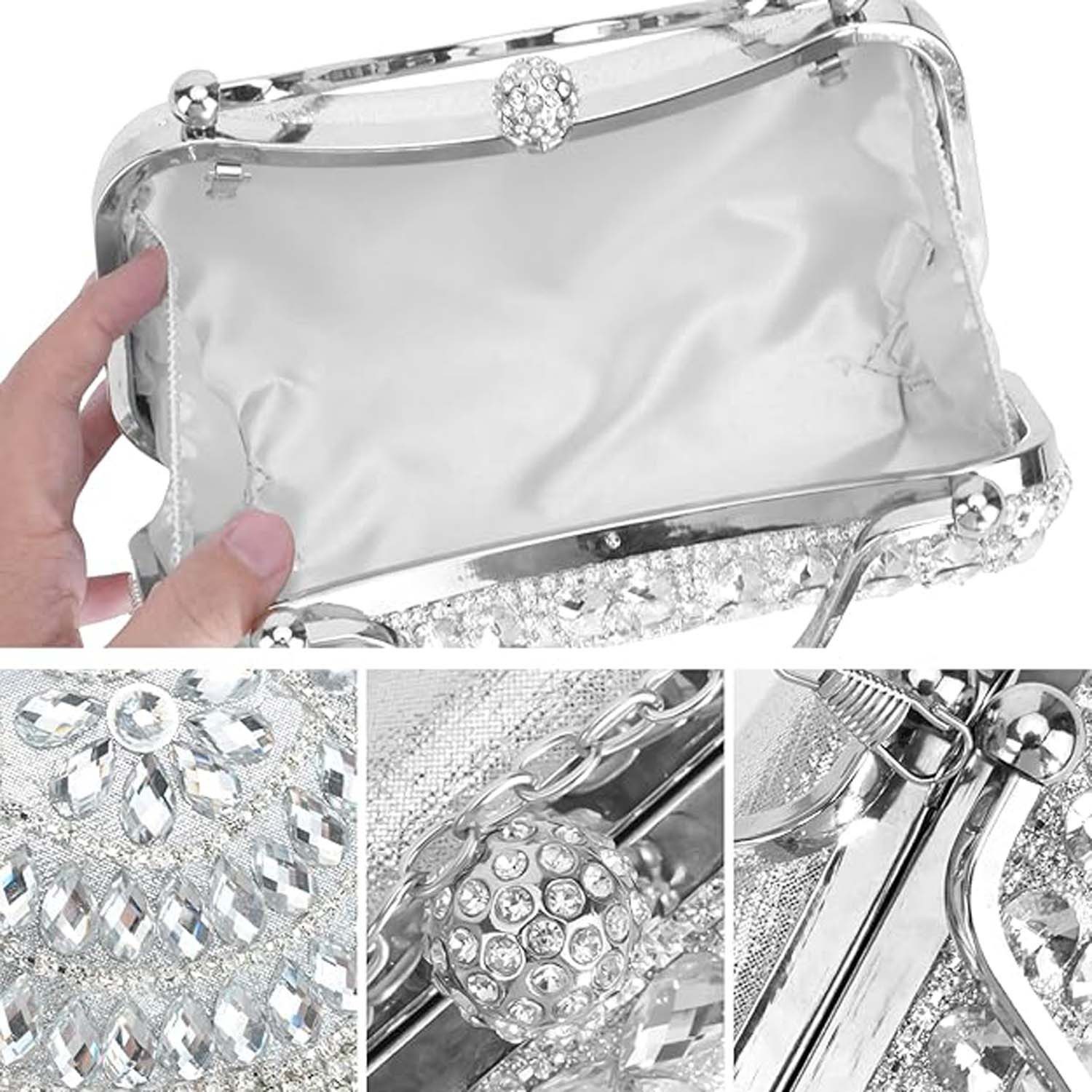 Zaewry Clutch Handtasche Abendtasche Brauttasche, Beuteltasche Damen – Bild 4 von 4