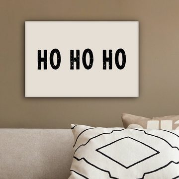 OneMillionCanvasses® Leinwandbild Weihnachten - Ho ho ho - Sprichwörter - Beige - Weihnachtsmann, (1 St), Wandbild Leinwandbilder, Aufhängefertig, Wanddeko, 30x20 cm