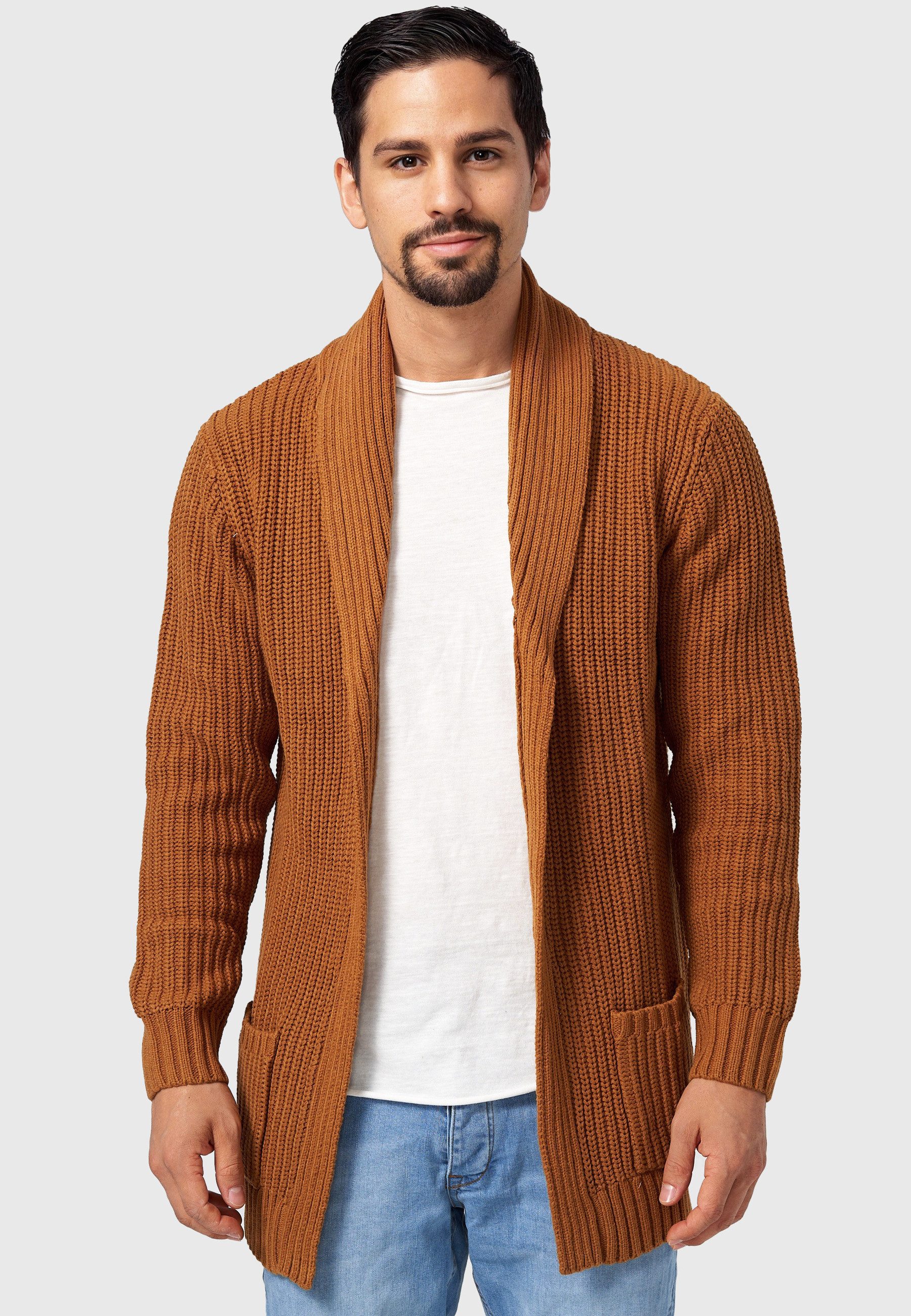 Indicode Strickjacke Herren Anaheim Herrenstrickjacke mit 2 aufgesetzten Taschen