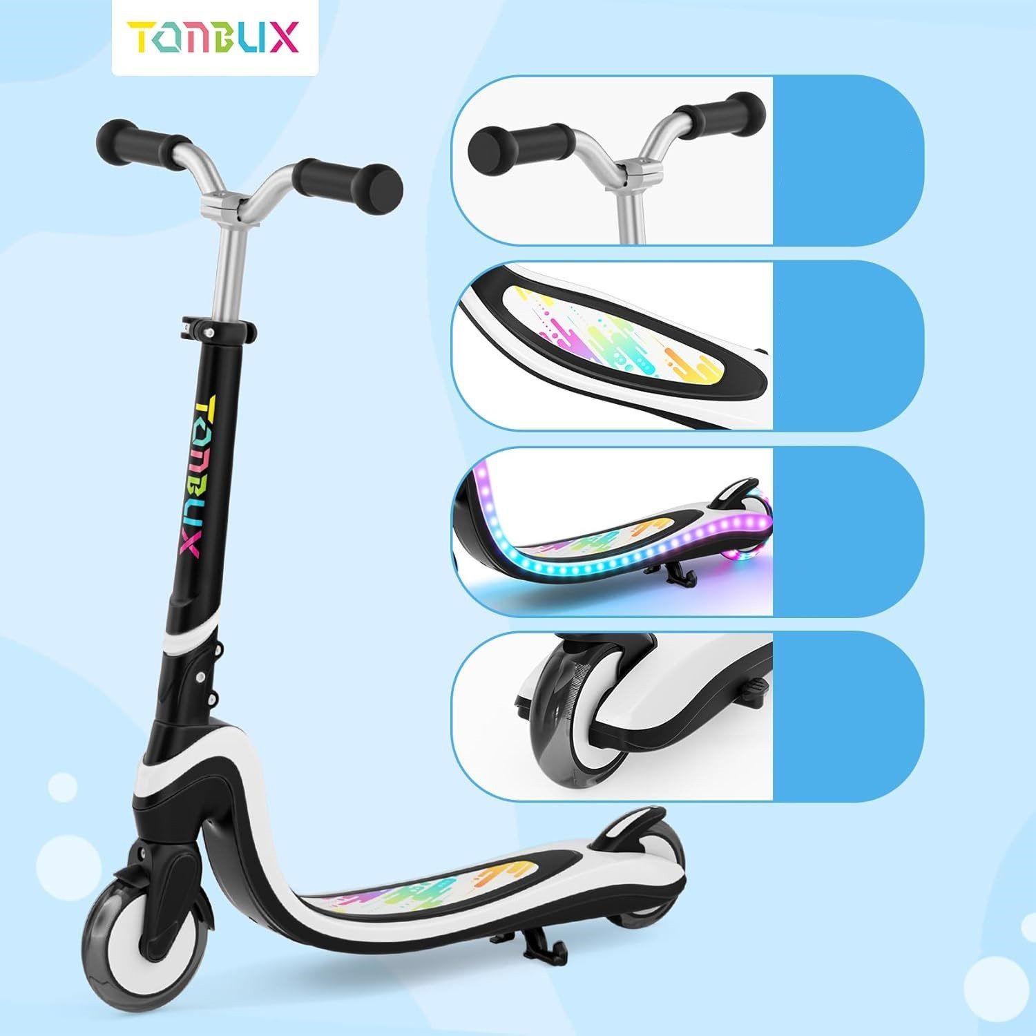 TONBUX Scooter Kinderroller mit coolem beleuchteten Brett und PU-Rädern – Bild 4 von 5