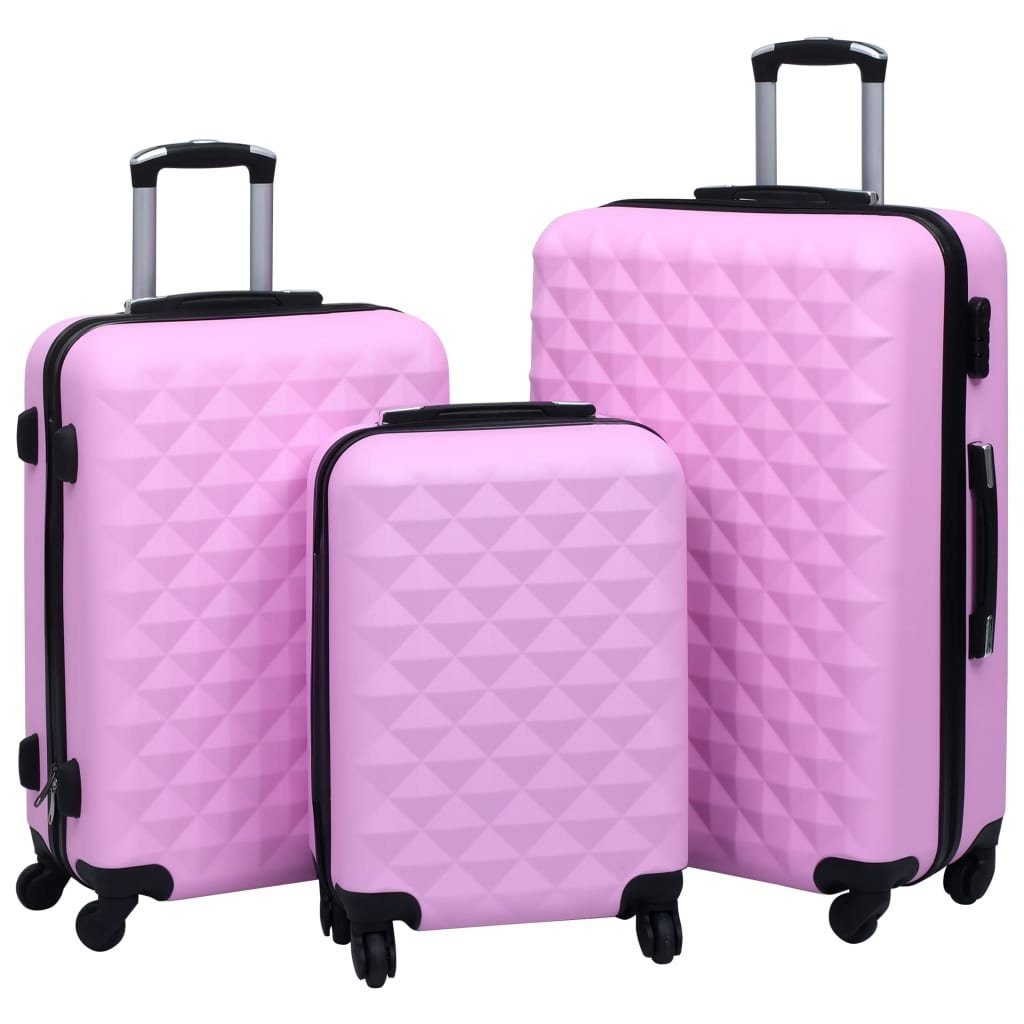 vidaXL Trolleyset Hartschalen-Trolley-Set 3 Stk. Rosa ABS, (1 tlg)