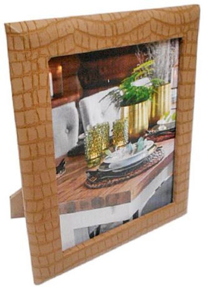 Casa Padrino Изображенияrahmen Luxus Leder Изображенияrahmen Hellbraun 20 x 4 x H. 25 cm - Dekorativer Изображенияrahmen in Kroko-Optik
