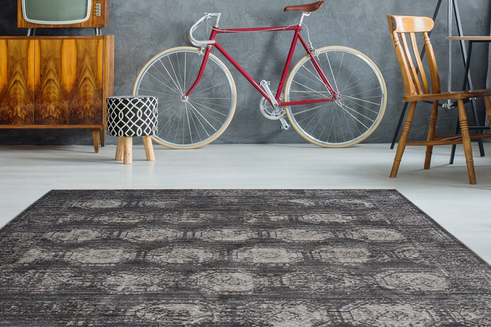 Bruno Banani Teppich Mason, rechteckig, Höhe: 5 mm, Orient-Dekor, Vintage, mit Bordüre, mit Fransen, robust, pflegeleicht