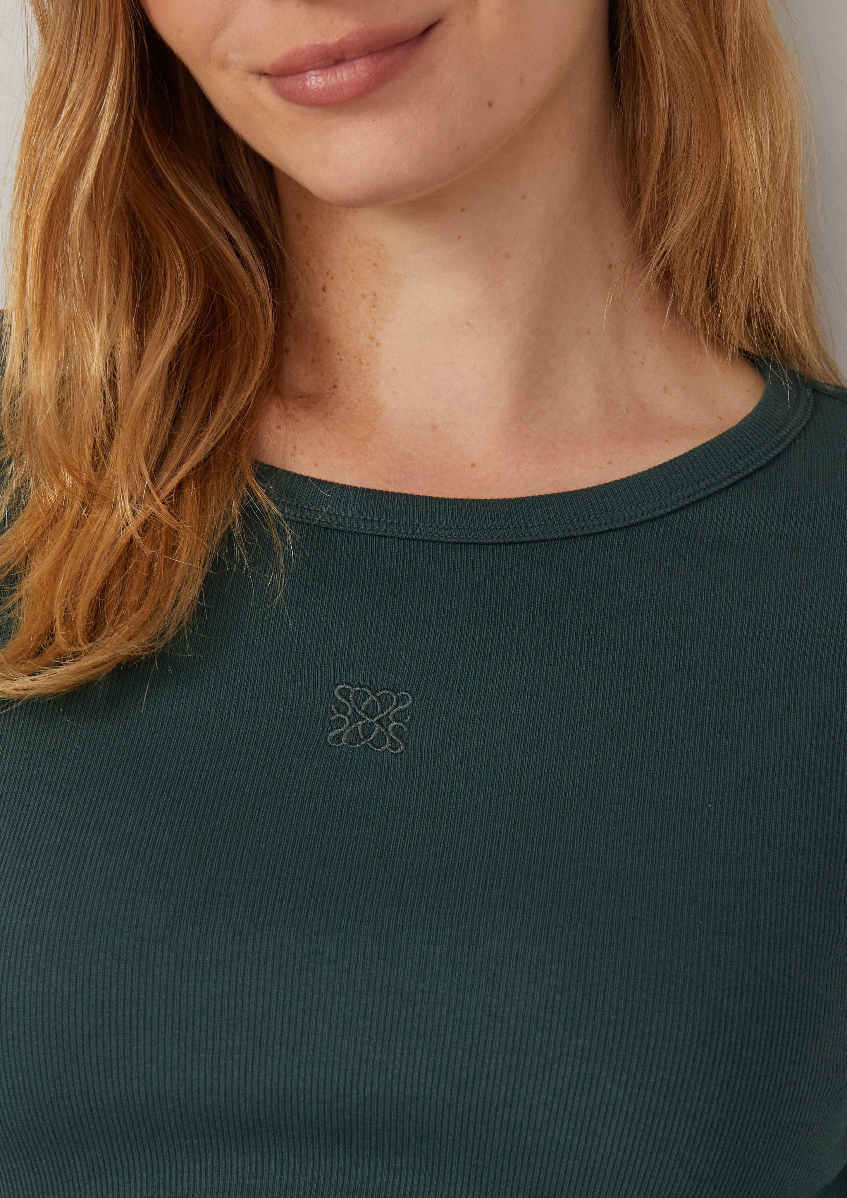 s.Oliver Langarmshirt Ripp-Langarmshirt mit Stickerei günstig online kaufen