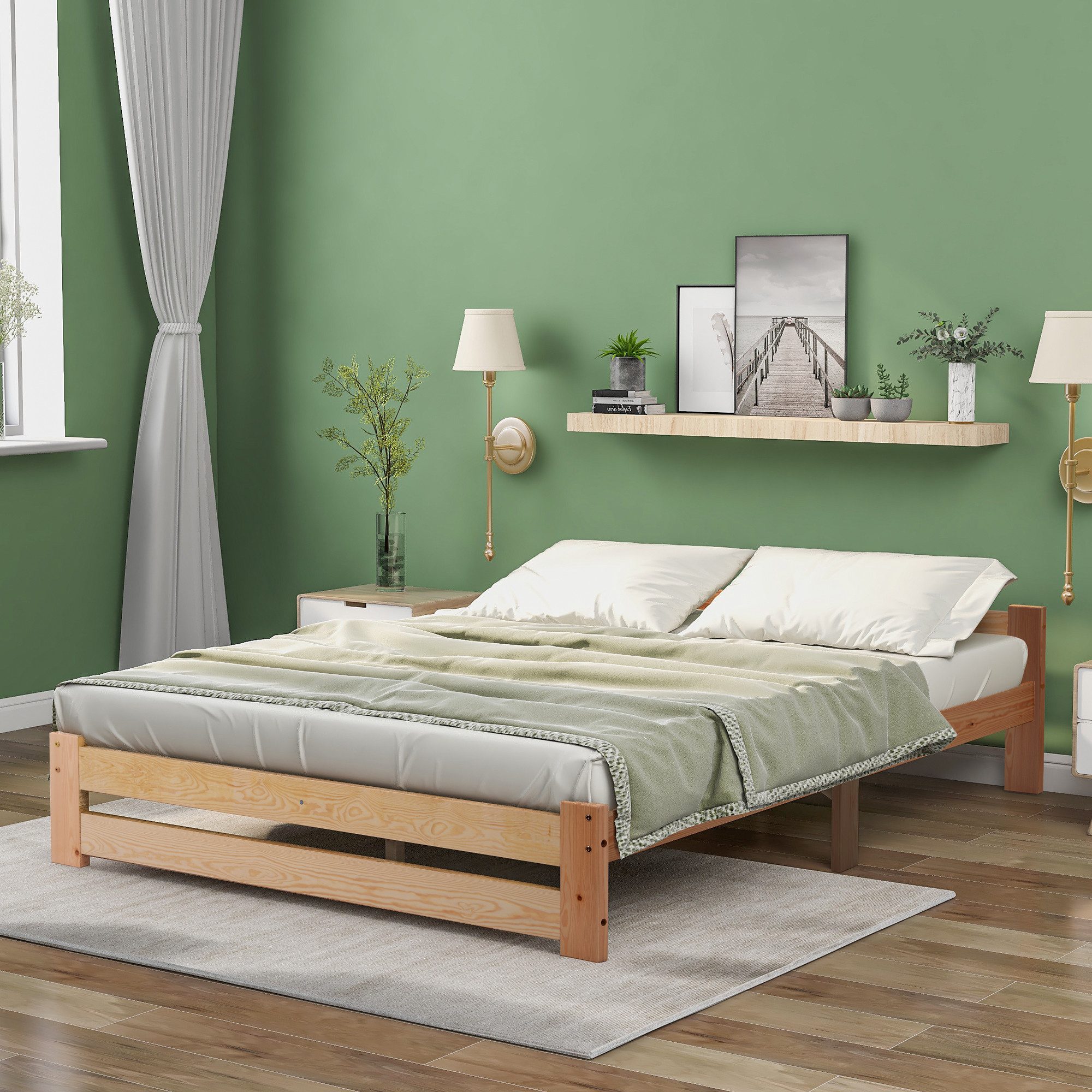 Flieks Futonbett, Doppelbett Massivholzbett mit Kopfteil günstig online kaufen