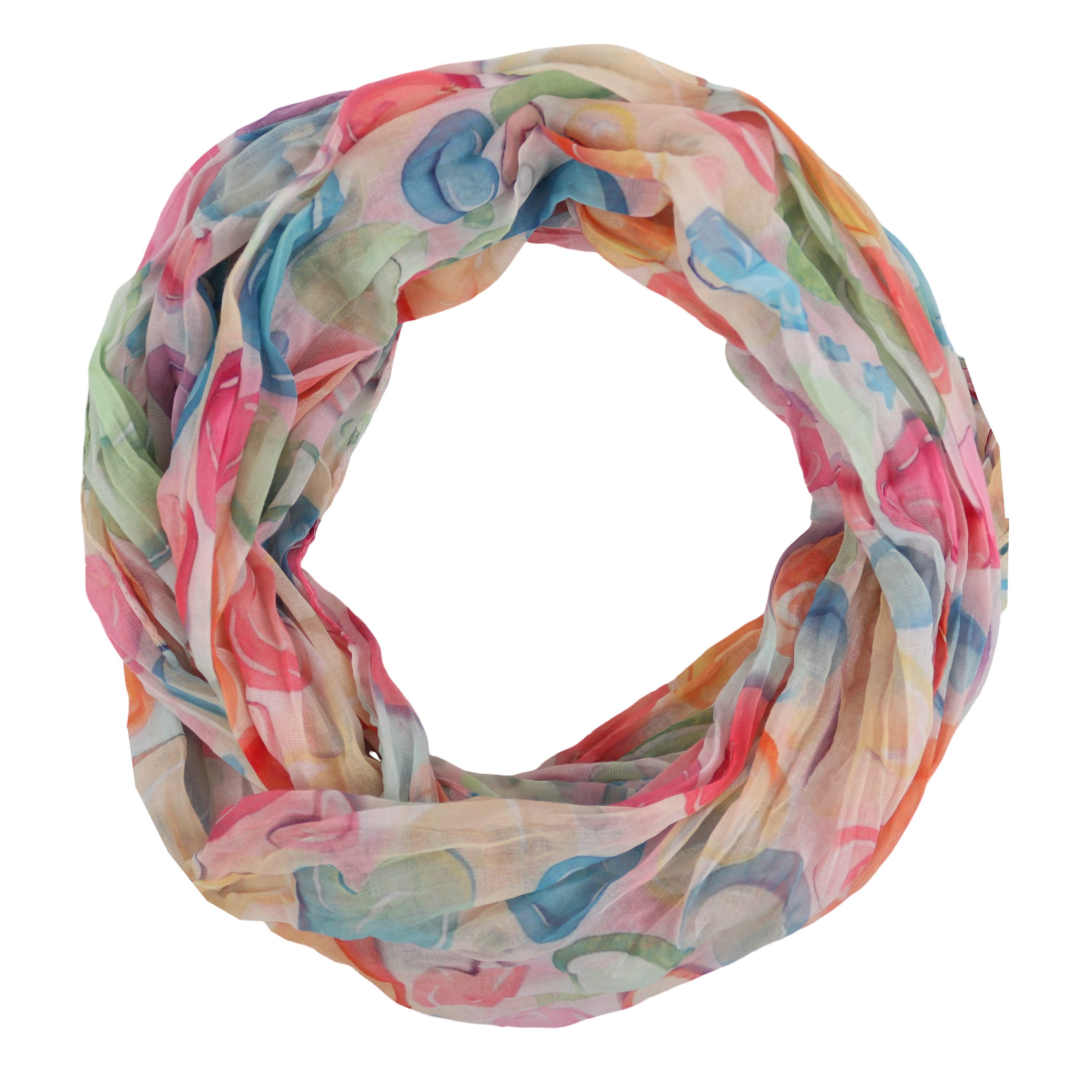MIRROSI Loop Damen Schal mit Bunt-Muster Weich, Schlauchschal, (zweimal um den Hals wickelbar, ca. 45x75cm), Damen Halstuch ideal für Frühling, Sommer oder Herbst